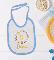 BK Kids Kişiye Özel Mavi Bebek Mama Önlüğü - Model 132
