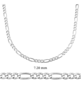 7.20 mm Gümüş Figaro Zincir - 200 mikron