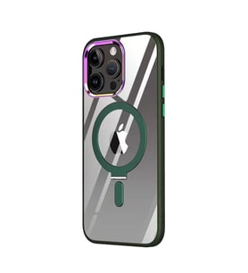 İPhone 15 Pro Uyumlu Magne Standlı Kapak (Yeşil)
