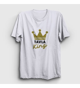 Presmono Unisex Beyaz Backgammon King Tavla Kralı Oyun V2 T-Shirt 416502tt (Beyaz)