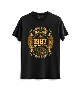 Vintage Gold Awesome Series January 1987 Siyah Tshirt