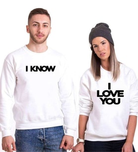 Tshirthane I Love You I Know Sevgili Kombinleri Sweatshirt Kombini (Tek Ürün Fiyatıdır.)