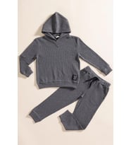 2'li Kapişonlu Antrasit Waffle Sweat Jogger Alt Üst Takım
