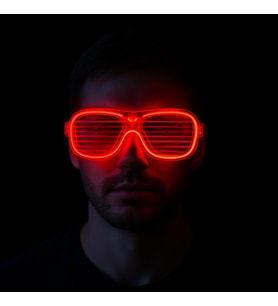 Kırmızı Led Işıklı Parti Gözlüğü - Neon Glow Şerit Gözlük 3 Modlu