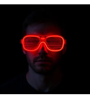 Kırmızı Led Işıklı Parti Gözlüğü - Neon Glow Şerit Gözlük 3 Modlu