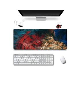 SonicTouch Soyut Renkli Çizgiler Gamer Oyuncu Dikişsiz Sıvı Geçirmez Klavye Mouse Pad 32x70Cm
