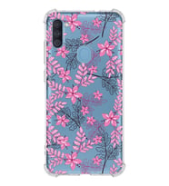 Samsung Galaxy A11 Uyumlu Köşe Korumalı Antişok Kapak Floral Pembe Tasarımlı Şeffaf  Kılıf