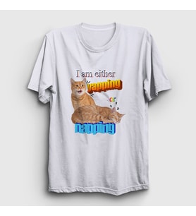 Presmono Unisex Beyaz Yapping Hediye Turuncu Kedi Kedili T-Shirt 505160tt