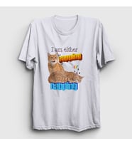 Presmono Unisex Beyaz Yapping Hediye Turuncu Kedi Kedili T-Shirt 505160tt