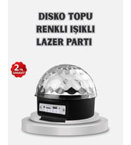 Mey İthalat® Led Disko Küresi Bluetooth Hoparlörlü Ritimle Senkronize Döner Işıklı