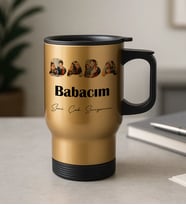 BK Gift Kişiye Özel Fotoğraflı Babalar Günü Tasarımlı Kulplu Çelik Bardak Termos Mug 450ml-3, Babalar Günü Hediye, Babaya Hediye
