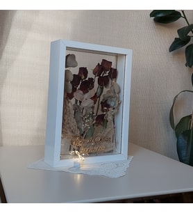 Ledli ve İsimli 25x35 Cm Çift Yönlü Derin Gül Çerçevesi! Gelin Buketi Çerçevesi!