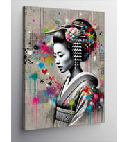 Kanvas Tablo Geisha Portresi ve Renkler