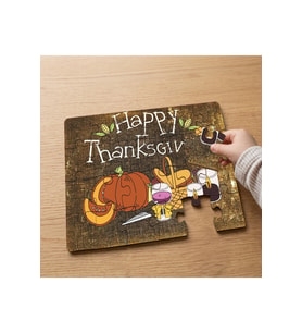Şükran Günü Tasarımlı 24 Parça Ahşap Çocuk Puzzle MPK0749