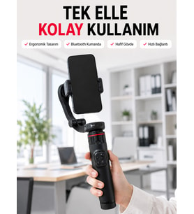 Profesyonel AI Gimbal Selfie Stick Yüz Takipli Telefon Sabitleyici Bluetooth Kumandalı Katlanabilir Tripod