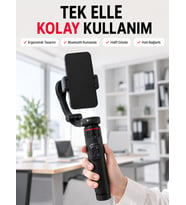 Profesyonel AI Gimbal Selfie Stick Yüz Takipli Telefon Sabitleyici Bluetooth Kumandalı Katlanabilir Tripod