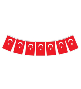 50 Adet Kağıt İpli Türk Bayrağı 19 x 11 cm - Ay Yıldızlı Bayrak (Kırmızı-Beyaz)