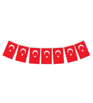 50 Adet Kağıt İpli Türk Bayrağı 19 x 11 cm - Ay Yıldızlı Bayrak (Kırmızı-Beyaz)