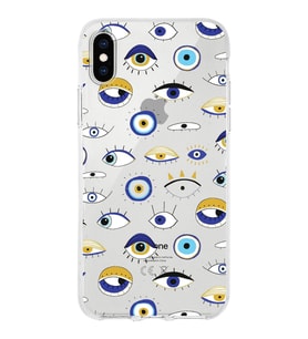 PrintiFy Apple  iPhone XS Max ile Uyumlu 1mm Slim Fit Nazar Boncuğu 2 Baskılı Şeffaf  Kılıf