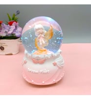Pembe Rüyalar Zaman Işıklı Müzikli Püskürtmeli Büyük Boy Kar Küresi 