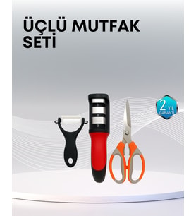 Çok Fonksiyonlu Mutfak Makas Seti – 3 Makas, Bileyici ve Soyacak Dahil
