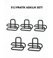 Siyah Metal WC Kağıtlık Yapışkanlı Tuvalet Kağıdı Rulo Tutucu 5 Adet antajlı Set