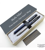 Scrikss İsme Özel Kalem Seti - Lacivert Krom Roller Kalem + Tükenmez Set (Karışık)