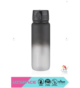Uzspace 800ml -yeni Ebat-çift Renk Motivasyon Tritan Su Matarası Softtouch (Siyah-Gri)