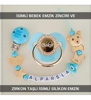 Sahi Aksesuar İsimli Bebek Emzik Zinciri ve Bebek Silikon Emzik (0-6 Ay) BEZYI167
