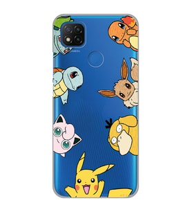 Xiaomi Redmi 9C / 10A Uyumlu Pokemon Tüm Karakterler Tasarımlı Şeffaf Telefon Kılıfı