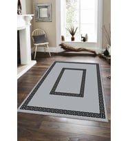 Gri Çerçeveli Kaymaz Tabanlı Makinede Yıkanabilir Halı AR105 - 100 x 160 cm