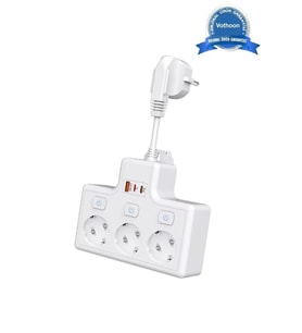 Termal Akım Korumalı 3’lü Duvar Tipi Priz 1x Usb 2x Type-c Çıkışlı Grup Priz Çoğaltıcı (3500w)