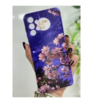 Samsung Galaxy A13 Uyumlu Sanatsal Manzaralı Pembe Çiçekler Desenli Şeffaf Telefon Kılıfı