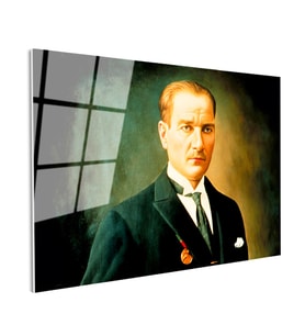 Tamperli Gerçek Cam Tablo Atatürk Madalyalı Resim Sanatı Atatürk Tablosu Duvar Dekoru