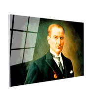 Tamperli Gerçek Cam Tablo Atatürk Madalyalı Resim Sanatı Atatürk Tablosu Duvar Dekoru