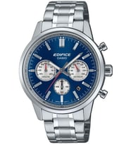 Casio Efr-575D-2A Çelik Kasa Çelik Kordon Kronometreli Takvimli Erkek Kol Saati (Gümüş)