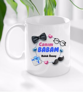 BK Gift Kişiye Özel Babalar Günü Hediyesi Canım Babam Tasarımlı Kupa Bardak-1 (Beyaz)