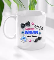 BK Gift Kişiye Özel Babalar Günü Hediyesi Canım Babam Tasarımlı Kupa Bardak-1 (Beyaz)