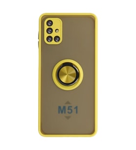 Samsung Galaxy M51 Kılıf Montreal Yüzüklü Silikon Kapak - Sarı