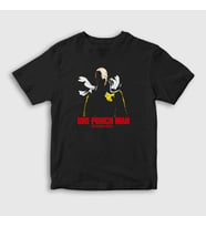 Presmono Unisex Çocuk Siyah Saitama Anime One Punch Man T-Shirt 240741tt