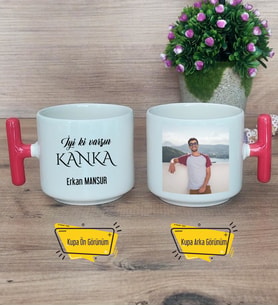 İyi Ki Varsın Kanka Kupa Bardak Fotoğraflı T Kırmızı Kulplu Kankaya Arkadaşa Doğum Günü Hediyesi