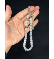 BEYAZ AKİK DOĞALTAŞ TESBİH KÜRE KESİM T-485 (Çok Renkli)