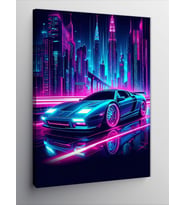 Kanvas Tablo Neon Renkli Spor Araba