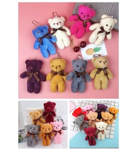 12 Adet Peluş Ayıcık Set Mini Yumoş Çanta Süsü Aksesuarı Anahtarlık Karışık Renk Çanta Süsü 11 cm