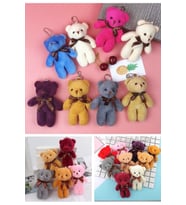 12 Adet Peluş Ayıcık Set Mini Yumoş Çanta Süsü Aksesuarı Anahtarlık Karışık Renk Çanta Süsü 11 cm
