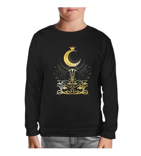 Ay - Kraliçe Siyah Çocuk Sweatshirt