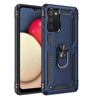 Newface Samsung Galaxy A03S Kılıf Sofya Yüzüklü Silikon Kapak - Lacivert