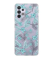 Samsung Galaxy A23  Kamera Korumalı  Kapak Floral Su Yeşili Tasarımlı  Şeffaf Kılıf