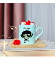 Power Puff Girls ( Buttercup ) Tasarımlı Kişiye Özel Yeşil Türk Kahvesi Fincanı