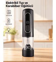 Tek Tuşla Kullanım Sunan LED Aydınlatmalı Elektrikli Tuz ve Karabiber Değirmeni